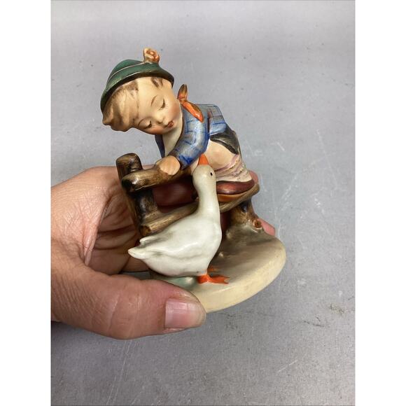 VTG Hummel Goebel Boy on Fence Duck Barnyard Figurine Western Germany - Picture 8 of 11